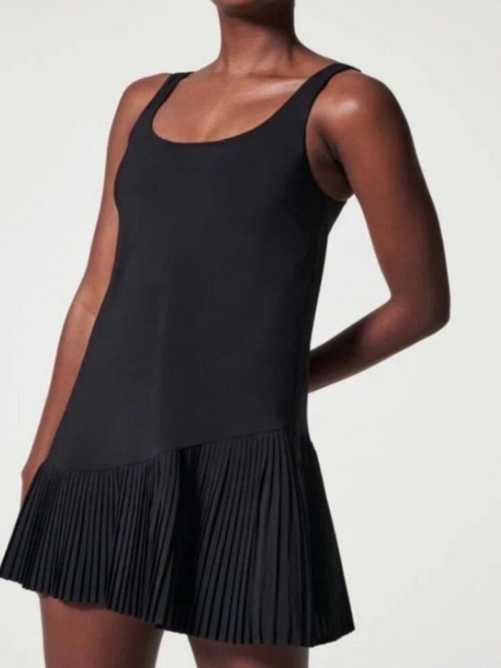 SPANX Yes Pleats mini dress built in biker shirt size L EUC like new!